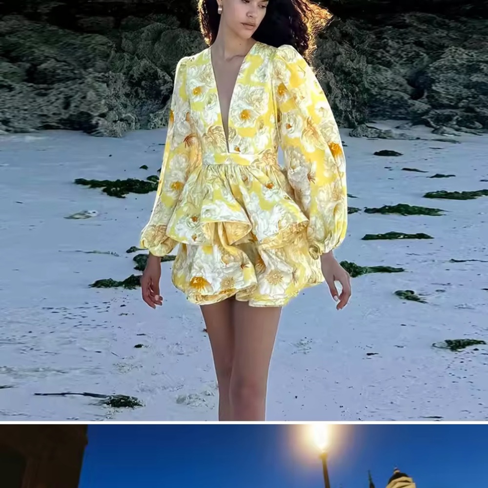 Never worn Yellow and White floral Dress